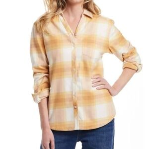 NWT Weatherproof Vintage Comfort Stretch Women’s Flannel Shirt – Small, Yellow